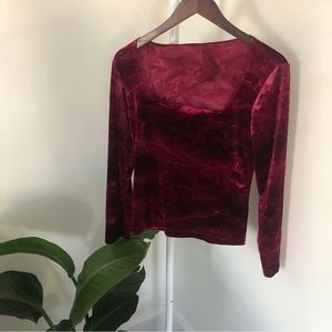 Stunning crushed red velvet long sleeve top